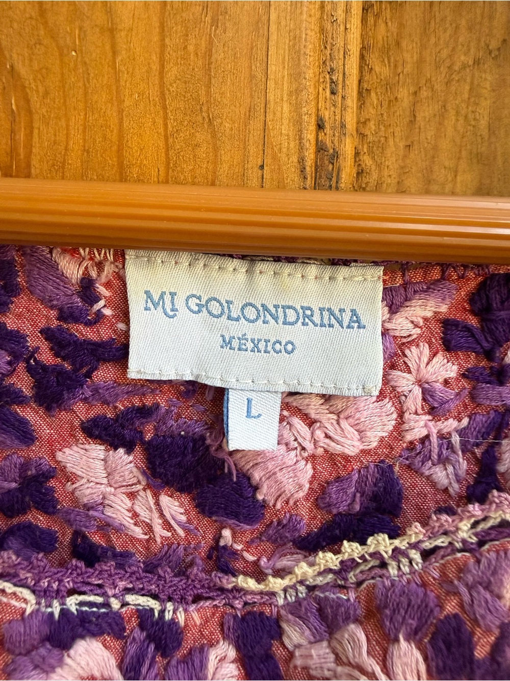 Mi Golondrina Pink Mini Dress with Purple Floral Embroidery - Picture 2 of 5